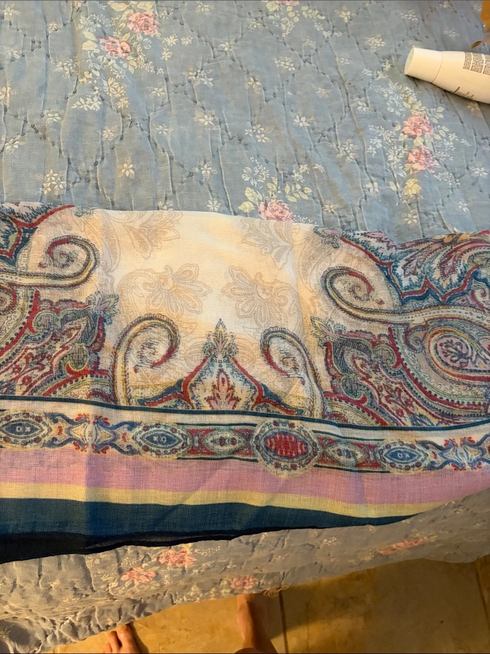 Chico's Multicolor Paisley & Stripe Lightweight Scarf